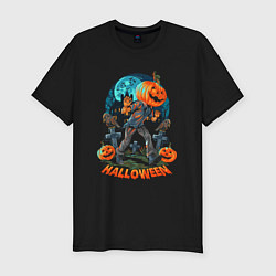 Футболка slim-fit Halloween Pumpkin, цвет: черный