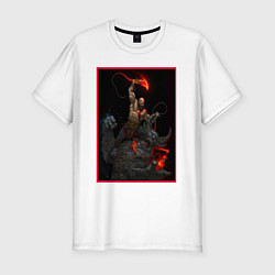 Футболка slim-fit God of War - Кратос против балрога, цвет: белый