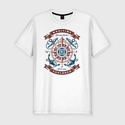 Футболка slim-fit Морской исследователь, цвет: белый