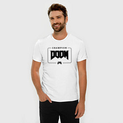 Футболка slim-fit Doom gaming champion: рамка с лого и джойстиком, цвет: белый — фото 2