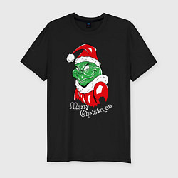 Футболка slim-fit Merry Christmas, Santa Claus Grinch, цвет: черный