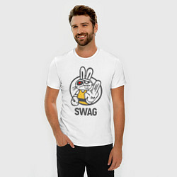 Футболка slim-fit SWAG Bad rabbit - Merry Christmas!, цвет: белый — фото 2