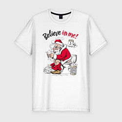 Мужская slim-футболка Believe in me, Santa Claus reading letters