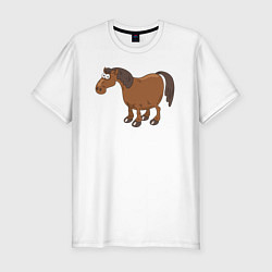 Футболка slim-fit Забавный конь, цвет: белый