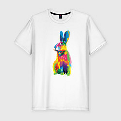 Футболка slim-fit Кролик в стиле поп-арт, цвет: белый