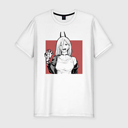 Футболка slim-fit Пауэр Chainsaw Man, цвет: белый