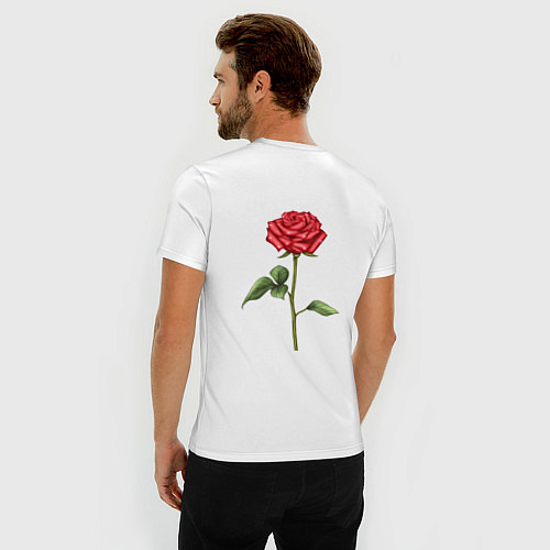 Мужская slim-футболка Роза красная / Белый – фото 4