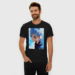 Футболка slim-fit Сатору Годжо в очках - Jujutsu kaisen, цвет: черный — фото 2