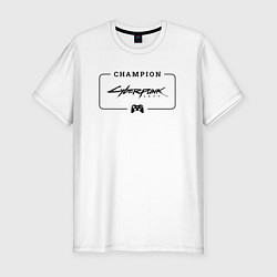 Футболка slim-fit Cyberpunk 2077 gaming champion: рамка с лого и джо, цвет: белый