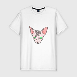 Футболка slim-fit Сфинкс - кот без шерсти, цвет: белый