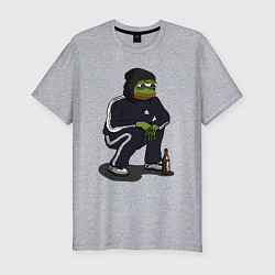 Футболка slim-fit Pepe gopnik meme, цвет: меланж