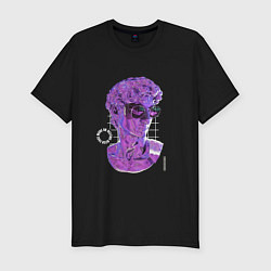 Футболка slim-fit Голографическая статуя Давид Микеланджело, цвет: черный