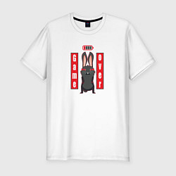 Футболка slim-fit Черный кролик game over, цвет: белый