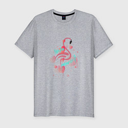 Футболка slim-fit Фламинго в серце, цвет: меланж
