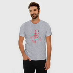 Футболка slim-fit Фламинго в серце, цвет: меланж — фото 2