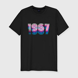 Футболка slim-fit 1967 год ретро неон, цвет: черный