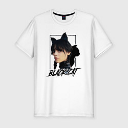 Футболка slim-fit Wednesday Black cat, цвет: белый