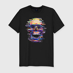 Футболка slim-fit Art skull - glitch, цвет: черный