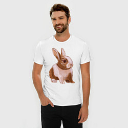 Футболка slim-fit Ушастый милый кролик, цвет: белый — фото 2