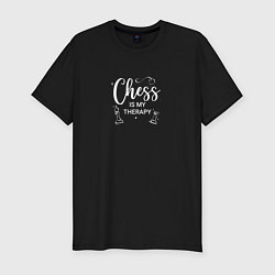 Футболка slim-fit Chess is my therapy white, цвет: черный