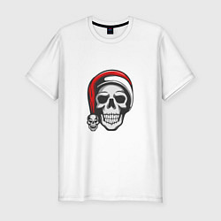 Футболка slim-fit Новогодний черепок, цвет: белый