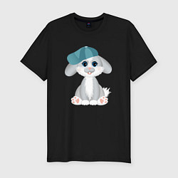 Футболка slim-fit Зайка в кепке, цвет: черный