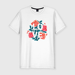 Футболка slim-fit Love в цветах, цвет: белый
