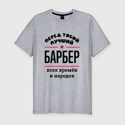 Футболка slim-fit Перед тобой лучший барбер - всех времён и народов, цвет: меланж