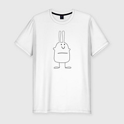 Футболка slim-fit Грустный ушастый заяц, цвет: белый