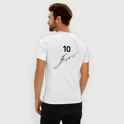 Мужская slim-футболка Месси Аргентина автограф / Белый – фото 4