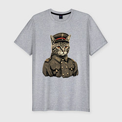 Футболка slim-fit Котик в шинели, цвет: меланж