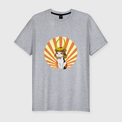 Футболка slim-fit Котик - самурай, цвет: меланж