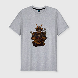 Футболка slim-fit Скелет самурая, цвет: меланж