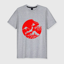 Футболка slim-fit Флаг Японии - красное солнце, цвет: меланж