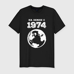 Футболка slim-fit На Земле с 1974 с краской на темном, цвет: черный