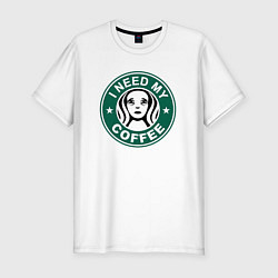 Футболка slim-fit I need my cofee, цвет: белый