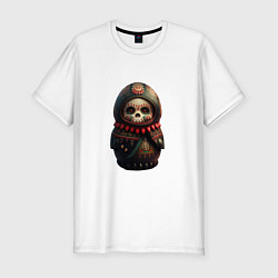 Мужская slim-футболка Матрешка расписная