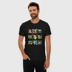 Футболка slim-fit AI drawing actors in van gogh style, цвет: черный — фото 2