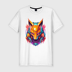 Футболка slim-fit Кибер лиса, цвет: белый