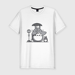 Футболка slim-fit Тоторо с зонтиком, цвет: белый