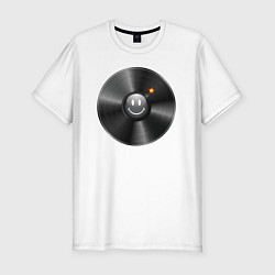 Футболка slim-fit Виниловая пластинка с бомбочкой, цвет: белый
