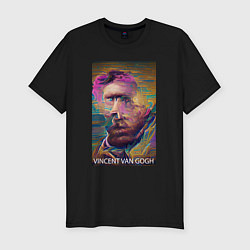 Футболка slim-fit Vincent Van Gogh - автопортрет - нейросеть, цвет: черный
