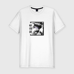 Футболка slim-fit Странник Скарамучча черно-белый, цвет: белый