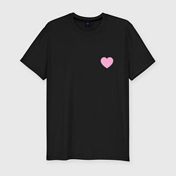 Футболка slim-fit Розовое сердечко - мини, цвет: черный