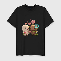 Футболка slim-fit Роботы, несущие любовь, цвет: черный