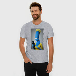 Футболка slim-fit Marge Simpson and black cat - нейросеть - fantasy, цвет: меланж — фото 2