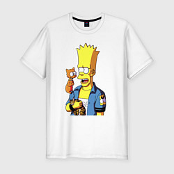 Мужская slim-футболка Барт Симпсон и Снежок - нейросеть
