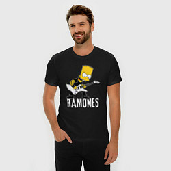 Футболка slim-fit Ramones Барт Симпсон рокер, цвет: черный — фото 2