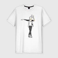 Футболка slim-fit Майкл Джексон и шляпа, цвет: белый
