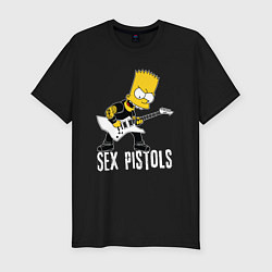 Футболка slim-fit Sex Pistols Барт Симпсон рокер, цвет: черный